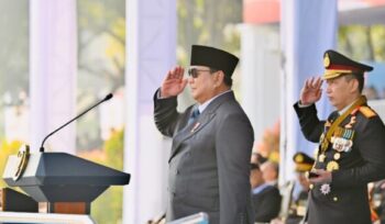 Presiden Prabowo Subianto memimpin Upacara Peringatan ke-80 Hari Bhayangkara Tahun 2026. (Foto: BPMI Setpres)